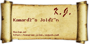 Kamarás Jolán névjegykártya